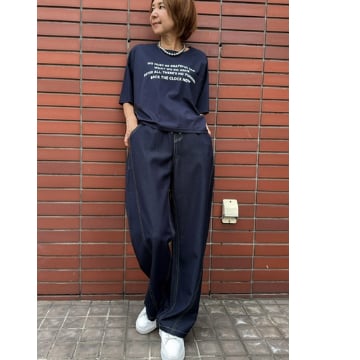 新品未着用タグ付き　イシカワラボ　大人気別布使いデニムパンツ　ネイビー 新品未着用タグ付き イシカワラボ 大人気別布使いデニムパンツ