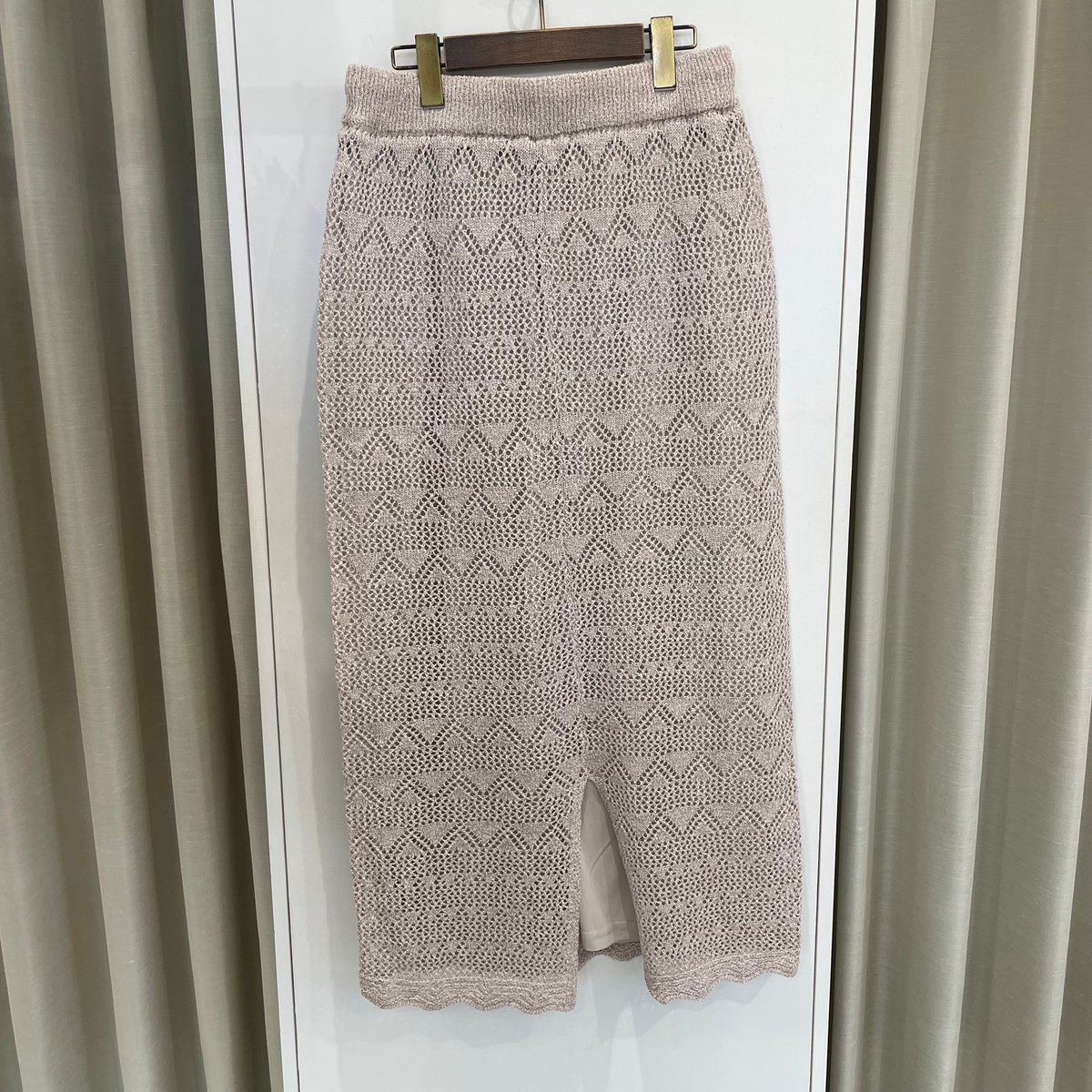 7/28ライブ① ペーパーヤーン透かし編みニットナローSK (ハンチ