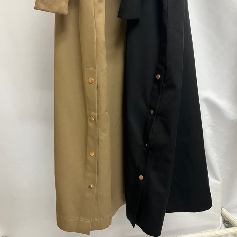 新品未使用■マニアニエンナ■フリルコート AMBIDEX Store △○ドット刺繍 ノーカラーコート(F チャ): l