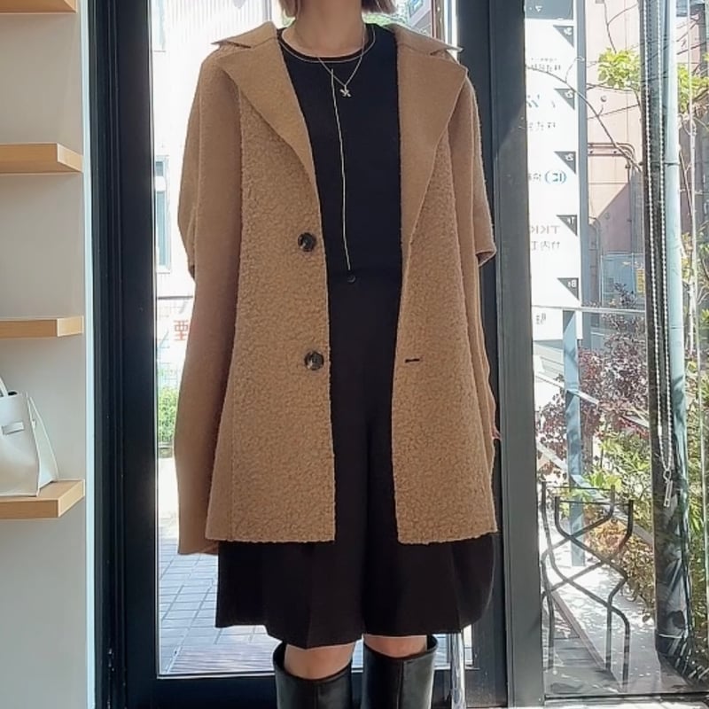 本発 リバーシブルボアスライバーニットポンチョCT (シニカル 572