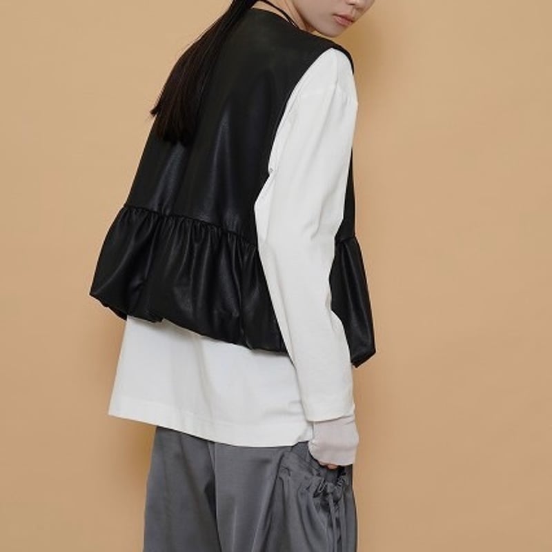 発送予定注意 4/12ライブ① ヴィーガンレザーバルーンギャザーベスト