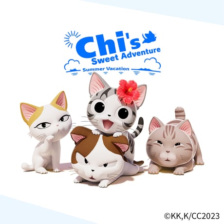 LOVE CATS!! Tshirt こねこのチー ポンポンらー夏休み Tシャツ キッズ Type-D(2色展開)