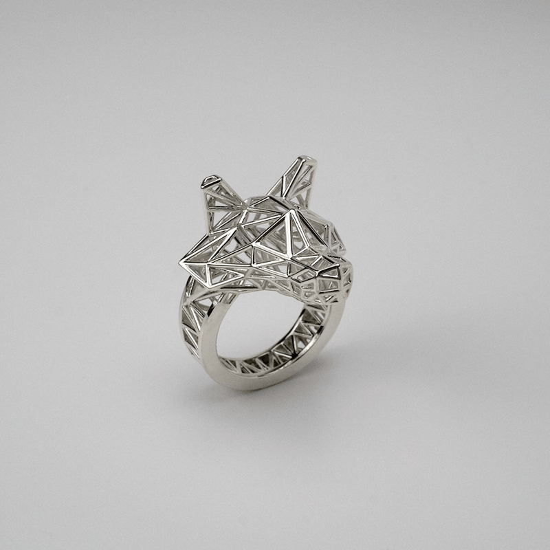 Wolf Mesh Ring | Grayscale