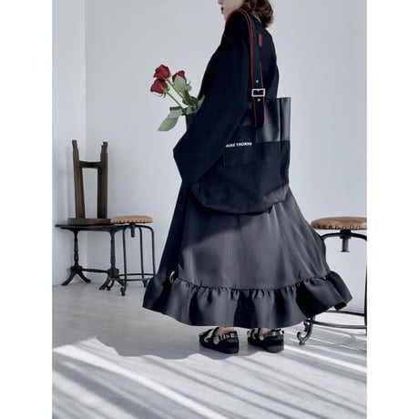Belted frill skirt (Black)