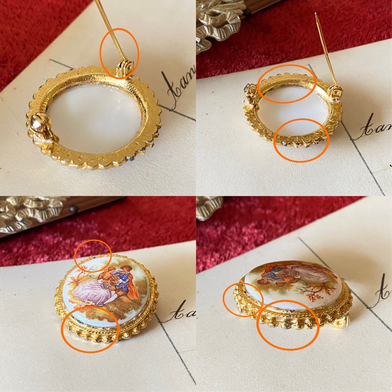 ヴィンテージ / V-032b] 中世カップルのカメオ風ブローチ | ランデブー