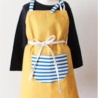 キッズ カフェ風エプロン☆マスタード