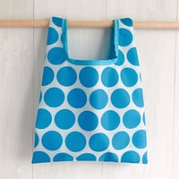 水色水玉＊たためるショップバック (ナイロン)