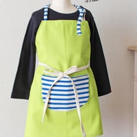 キッズ カフェ風エプロン☆グリーン