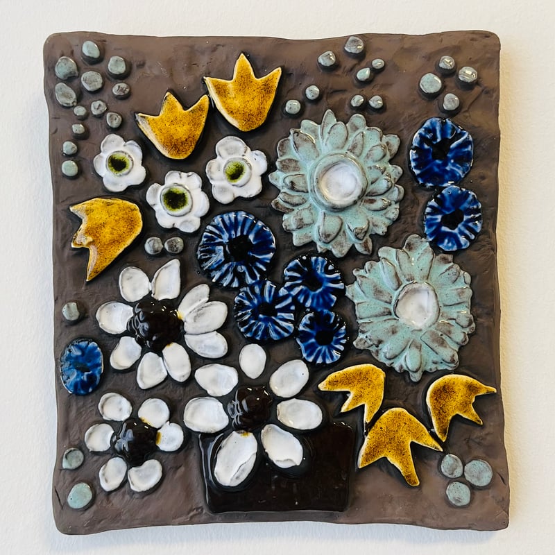 Annika Kihlman/アニカ・キールマン】お花の陶板 水色《Jie gantofta