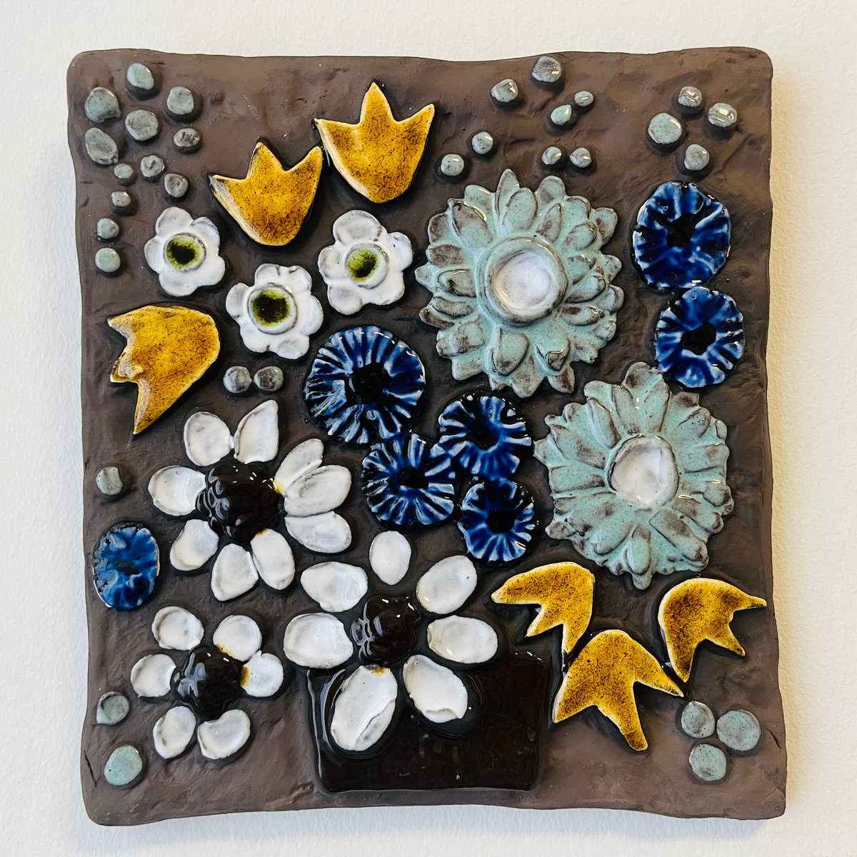 ジィガントフタ　アンニカキールマン　陶板 Annika Kihlman/アニカ・キールマン】お花の陶板 水色《Jie