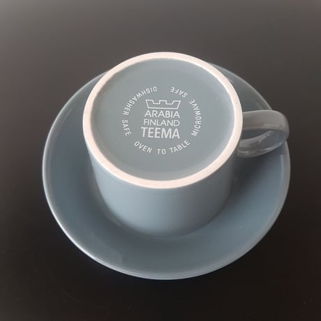 ☆ご予約品☆《ARABIA》Teema コーヒーカップ＆ソーサー　 グレー【廃盤色】ARABIA　TEEMA　ロゴ