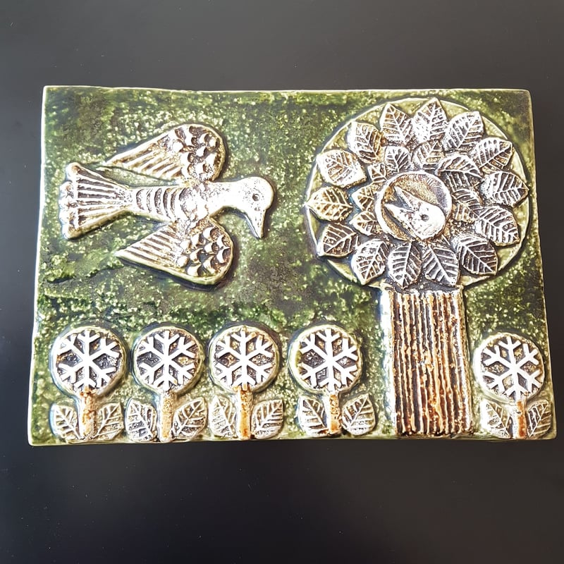 Lisa Larson/リサ・ラーソン】超レア陶板 鳥の親子 《Gustavsberg》 |