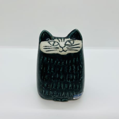 【Lisa Larson / リサラーソン】Liten katt　ダークブルーグリーン 《Gustavsberg》