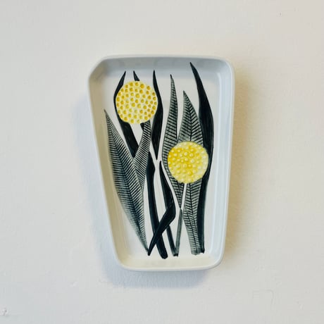 【Sylvia leuchovius 】黄色い植物の陶板《Rörstrand》-A