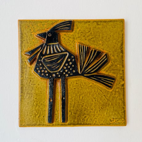 【Börje Skohg】鳥の陶板《Gustavsberg》