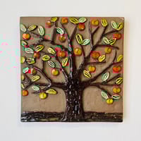 ガビ・シトロンジィガントフタりんごの木の陶板 23cm 1972年