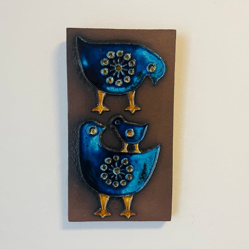 Knabstrup》仲睦まじい親子の鳥の陶板 | sugallery