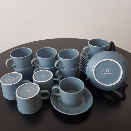《ARABIA》Teema コーヒーカップ＆ソーサー　２客セット　 グレー【廃盤色】ARABIA  FINLAND　ロゴ