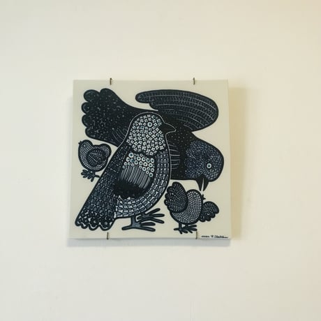 【Raija Uosikkinen 】４羽の鳥の陶板《Arabia 》