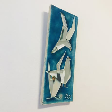 【Helmut  Schäffenacker】３羽の鳥の陶板