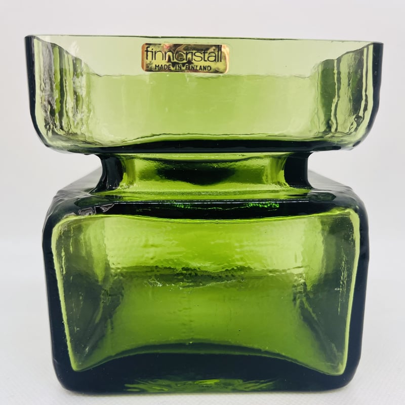 ヴィンテージ】Riihimäen Lasi Palaフラワーベースグリーン