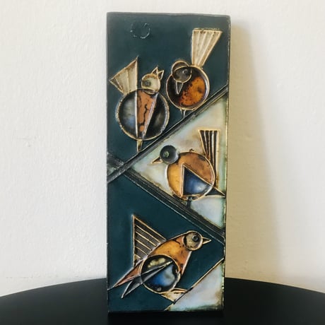 【Helmut  Schäffenacker】4羽の鳥の陶板