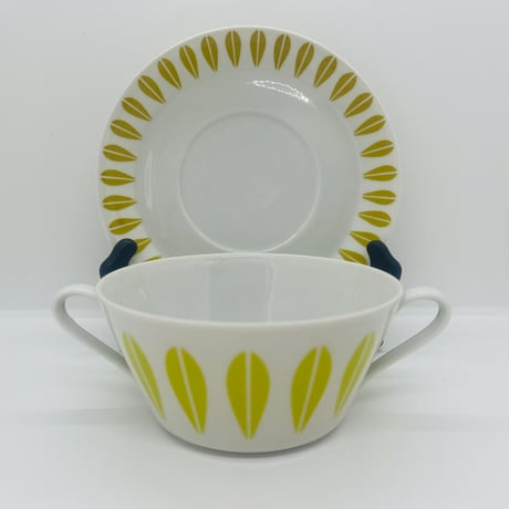 《Lyngby》 ロータス　スープカップセット　ライム×オリーブ　①