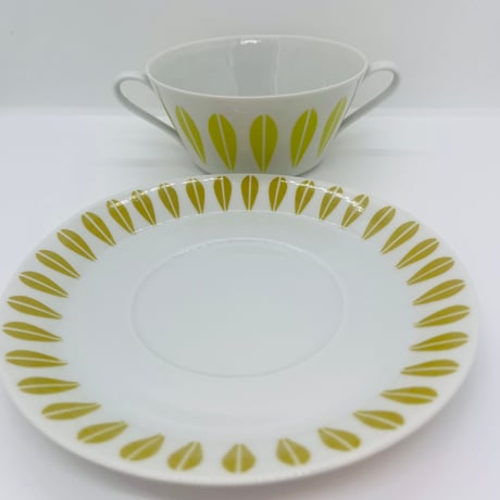 《Lyngby》 ロータス　スープカップセット　ライム×オリーブ　①