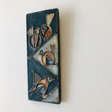 【Helmut  Schäffenacker】4羽の鳥の陶板