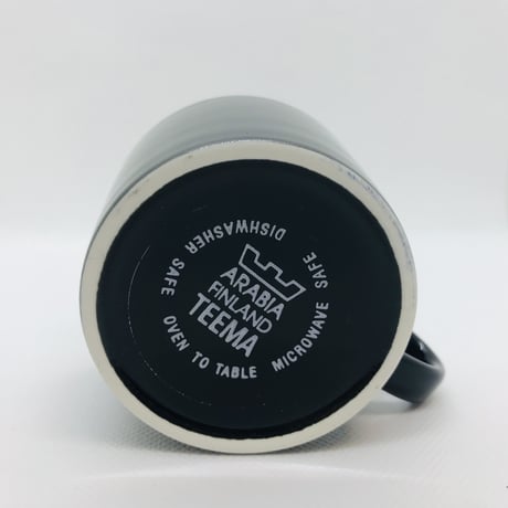 《ARABIA》Teema ブラック 箱付きコーヒーカップ＆ソーサー２客セット【廃盤品】