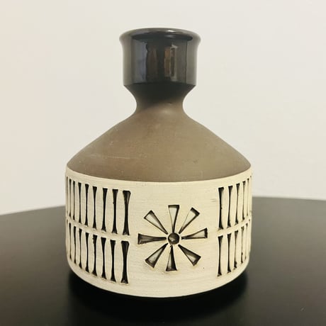 《Alingsås keramik》青と白のツートンカラー フラワーベース
