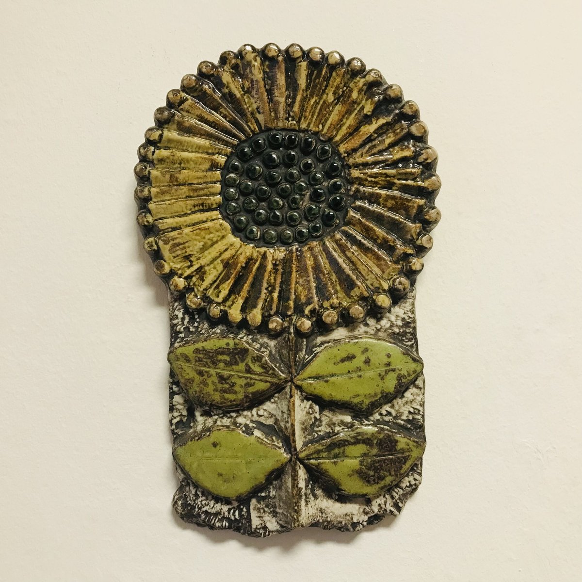 LISA LARSON リサラーソン 陶板　ひまわり　向日葵 Lisa Larson/リサラーソン】 Solros／黄色の向日葵の陶板