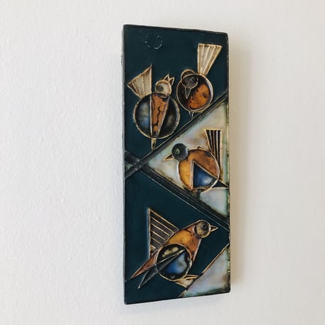 【Helmut  Schäffenacker】4羽の鳥の陶板
