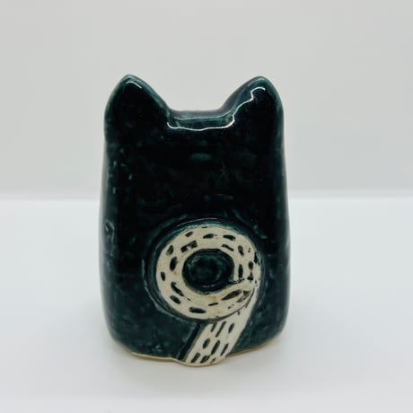 【Lisa Larson / リサラーソン】Liten katt　ダークブルーグリーン 《Gustavsberg》