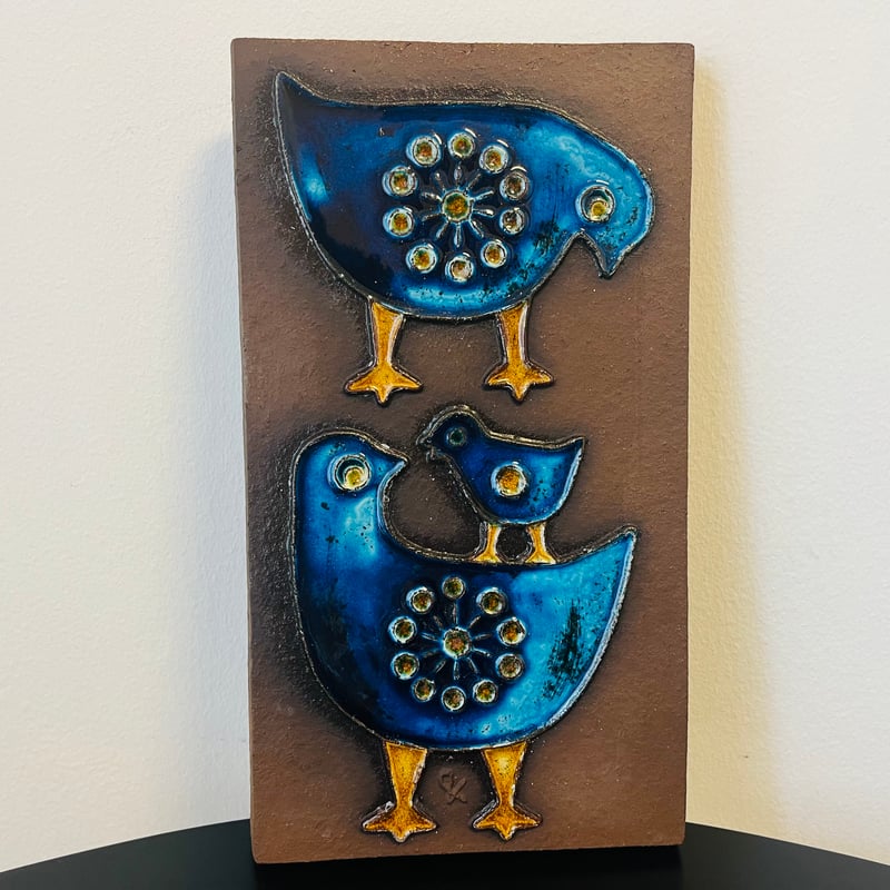 Knabstrup》仲睦まじい親子の鳥の陶板 | sugallery