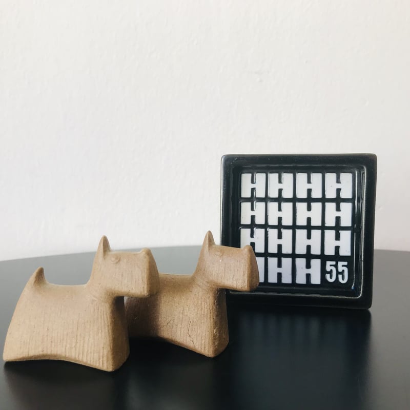 Stig lindberg】スコティッシュテリア2匹セット《Gustavsberg》 | s