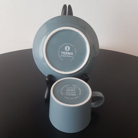 ☆ご予約品☆《ARABIA》Teema コーヒーカップ＆ソーサー　 グレー【廃盤色】ARABIA　TEEMA　ロゴ