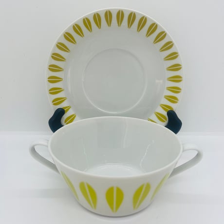 《Lyngby》 ロータス　スープカップセット　ライム×オリーブ　①