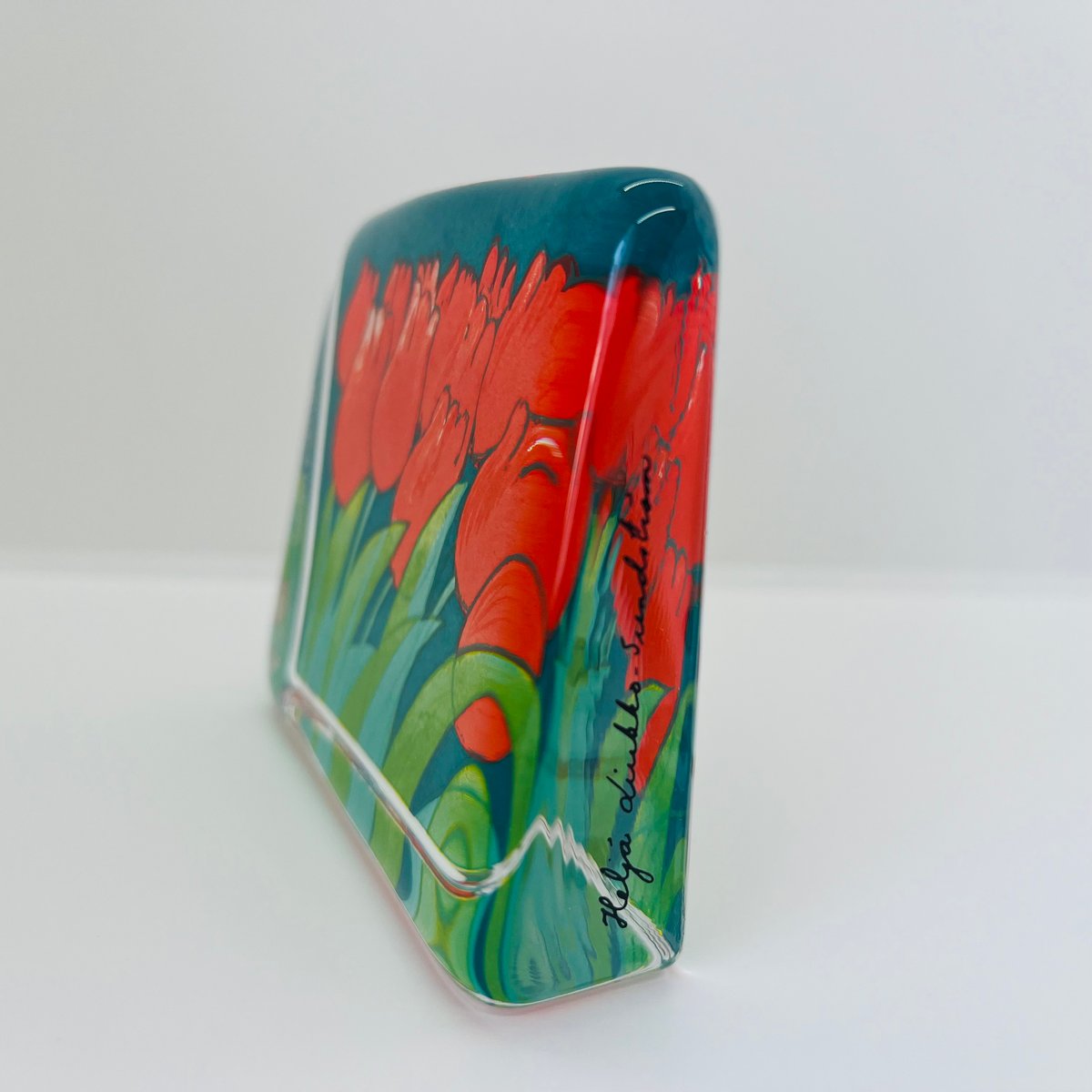 【希少品】 ヘルヤ ガラスカード \"Pupu hiihtää\" iittala イッタラ Helja ヘルヤ ガラスカード オブジェ チューリップ