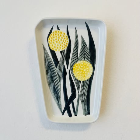 【Sylvia leuchovius 】黄色い植物の陶板《Rörstrand》-A