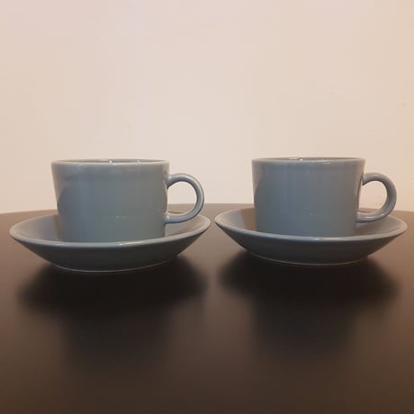 《ARABIA》Teema コーヒーカップ＆ソーサー　２客セット　 グレー【廃盤色】ARABIA  FINLAND　ロゴ