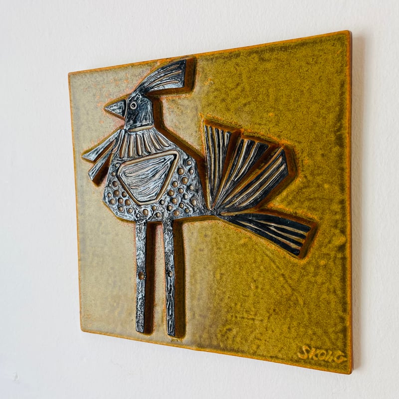 蚤の市 ヨーロッパ アンティーク 東欧 手刺繍 壁掛け 鳥と花 蚤の市