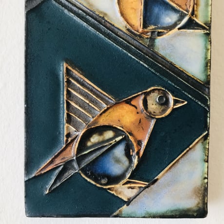 【Helmut  Schäffenacker】4羽の鳥の陶板