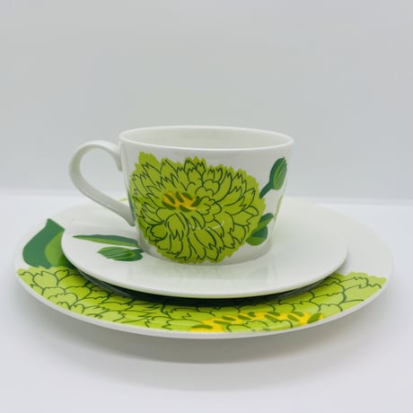 《Marimekko》Primavera　ライトグリーン　トリオ　C&S+プレート