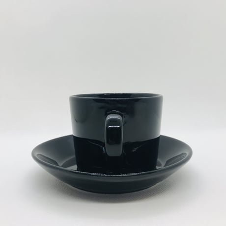 《ARABIA》Teema ブラック 箱付きコーヒーカップ＆ソーサー２客セット【廃盤品】