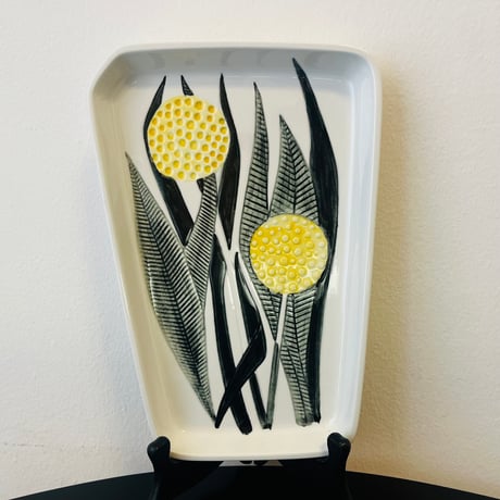 【Sylvia leuchovius 】黄色い植物の陶板《Rörstrand》-A