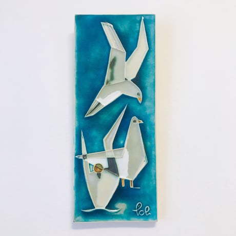 【Helmut  Schäffenacker】３羽の鳥の陶板