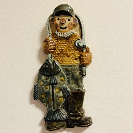 《Ego Stengods》フィッシャーマンの陶板【Fischer 】