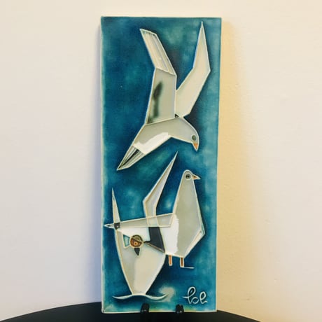 【Helmut  Schäffenacker】３羽の鳥の陶板