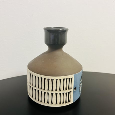 《Alingsås keramik》青と白のツートンカラー フラワーベース